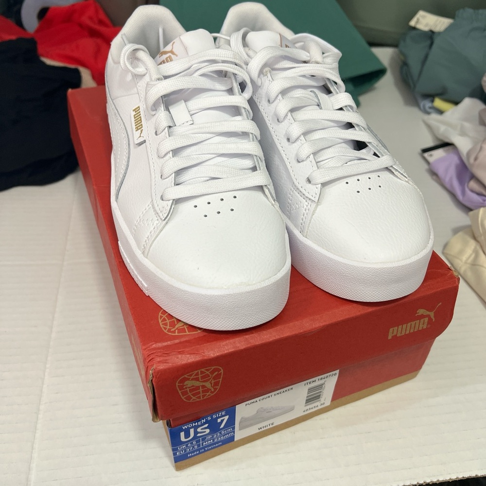 Puma Court White Leather Sneakers